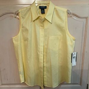 NWT size L Ralph Lauren sleeveless blouse. The light yellow color is ☀️ bright!